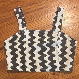 Cider Black and White Zigzag Crop Top